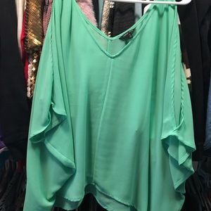 Naked zebra flowy shoulder cut out top